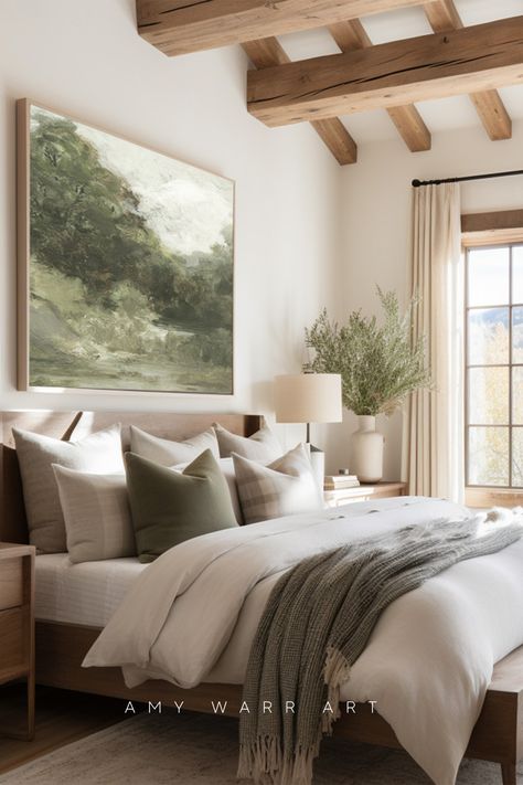 Bedding Studio Mcgee, Studio Mcgee Green Bedroom, Studio Mcgee Master Bedrooms Decor, Mcgee Master Bed, Guest Bedroom Ideas Transitional, California Casual Primary Bedroom, Studio Mcgee Master Bed, Studio Mcgee Bedroom Ideas, Tranquil Master Bedrooms Decor