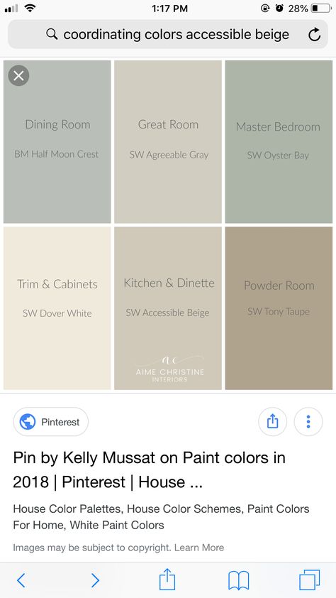 Accessible Beige Color Palette Kitchen, Green Coral Color Palette, Accessible Beige Coordinating Colors, Accessible Beige Color Palette, Accessible Beige Sw, Sherwin Williams Accessible Beige, Greige Paint Colors, Accessible Beige, Beige Color Palette