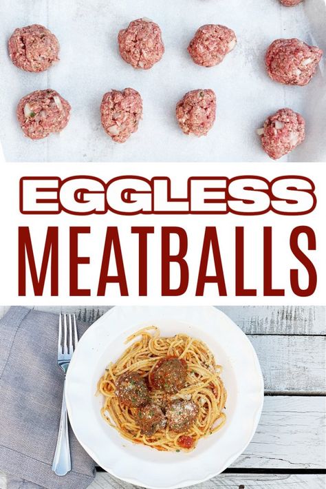 Eggless Lunch Ideas, Eggless Meatball Recipes, Meatball Recipes Without Eggs, Eggless Meatballs, Meatballs Without Eggs, Meatball Pie, Egg Free Meatballs, Homemade Italian Meatballs, Allergy Recipes