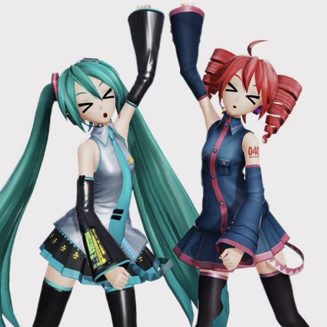 Teto And Miku Matching Icons, Miku And Teto Matching Pfp, Matching Pfp Vocaloid, Teto And Miku, Vocaloid Matching Pfp, Miku And Teto, Triple Baka, Teto Kasane, Kasane Teto