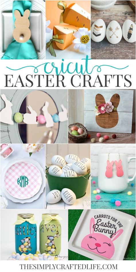 These Cricut Easter crafts are simple and easy to create, making them the perfect project this Spring. From Easter basket gifts to cute home decor, and even a pair of adorable earrings - this post will share the best Easter crafts you can create with your Cricut. Dollar Tree Easter Basket, Easter Crafts To Make, Crafts Cricut, Easter Svg Files, Easter Projects, Easter Gift Baskets, Easter Crafts Diy, Diy Cricut, Easter Crafts For Kids