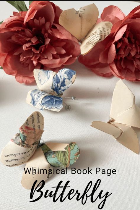 Transform old book pages into whimsical butterflies with our DIY tutorial! Create charming wall art or decorative accents with these delightful book-inspired butterflies. Perfect for adding a touch of literary magic to your home decor Wall Art With Book Pages, Whimsical Butterflies, Diy Old Books, Easy Butterfly, Book Art Projects, Old Book Crafts, Tape Projects, Journal Embellishments, Book Theme