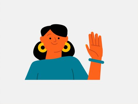 Saying hi — Character for a website by ILLO There She Is Animation, Hi Animation, Motion Graphic Character Design, Histrionic Personality Illustration, Flat Illustration Characters, 2d Character Illustration Flat, Hi Images, Say Hi, Animated Characters