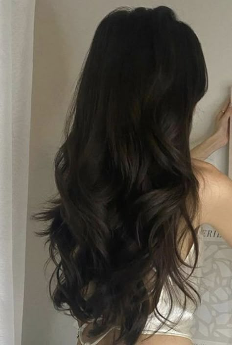 Beat the Heat with Style: Summer Hairstyles for Thick Wavy Hair Wavy Straight Hair, Long Black Wavy Hair, Healthy Wavy Hair, Black Wavy Hair Aesthetic, Long Dark Brown Wavy Hair, Long Black Curly Hair Loose Waves, Long Wavy Chocolate Brown Hair, Long Black Wavy Hair Aesthetic, Brown Wavy Hair