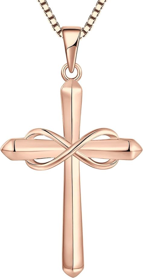 Infinity Cross, Infinity Necklace, Cross Pendant Necklace, Cross Jewelry, White Rose Gold, Cross Pendant, Cute Jewelry, Cross Necklace, Womens Necklaces