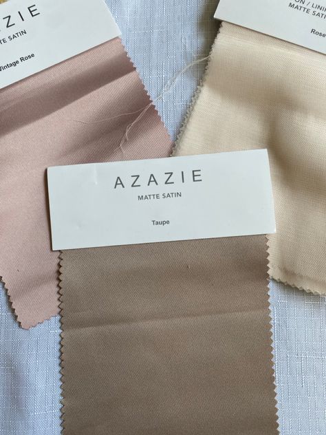 Azazie Taupe, Matte Satin, Blush, Satin