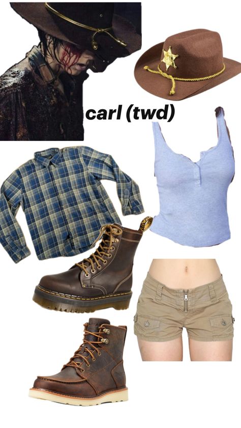 Carl Costume, Walking Dead Costumes, Carl Twd, Gym Costume, Halloween Costume For Women, Costume For Women, Halloween Inspo, Cute Costumes, Up Halloween