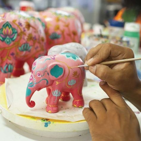 Elephant Parade | 10cm Blossom and Birds | Donates to Charity Chiang Mai Elephant, Painted Elephant, Indian Blue, Elephant Parade, Elephant Sculpture, Simply Red, Gold Elephant, Rainbow Fish, Asian Elephant