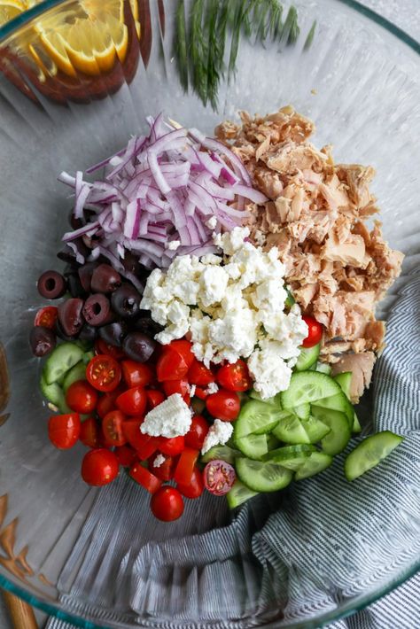 Mediterranean Tuna Salad Kalefornia Kravings, Dill Vinaigrette, Tuna Salad Ingredients, Mediterranean Tuna, Mediterranean Tuna Salad, Mediterranean Diet Food List, Miso Recipe, Healthy Tuna Salad, Tuna Salad Sandwich