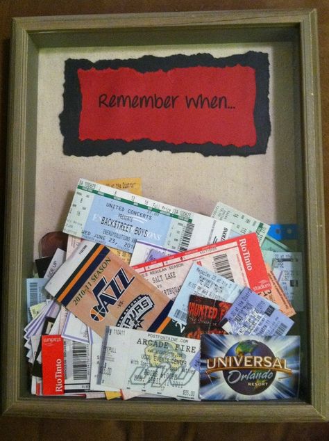 Memory shadow box… like this wording. From concert tix, to game ticket stubbs, to movie tix, and cruise ships key cards... to go through one day when we're old! :) Memory Shadow Box, Folding Origami, Decoration Originale, Crafty Craft, Crafty Diy, Remember When, Craft Time, Shadow Boxes, Memory Box