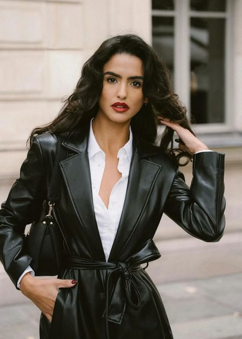 How To Style A Leather Jacket In A Feminine Way Style A Leather Jacket, Find Beauty, How To Style, Long Coat, Leather Jacket, Paris, Instagram Photos, Photo And Video, Instagram Photo