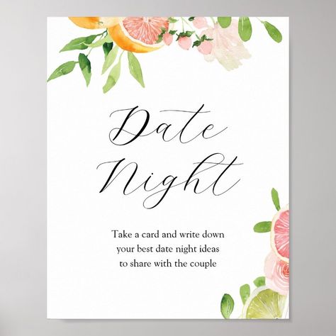 Date Night Ideas Bridal Shower Sign  Zazzle Wedding Shower Themes, Bridal Shower Sign, Date Night Ideas, Bridal Shower Signs, Shower Sign, Good Dates, Couple Matching, Night Ideas, Wedding Night