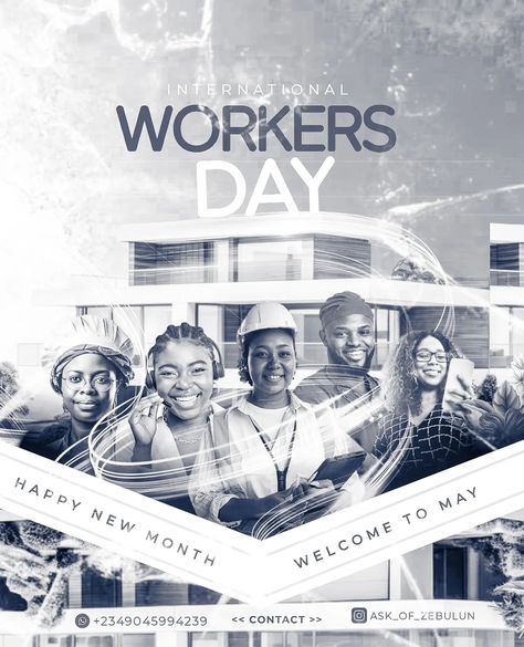 Happy workers day and New month 💙 Wishing you all a wonderful "MAY" Keeping it simple 💯 //////////////////////////////////////////// DM FOR YOUR NEXT SOCIAL MEDIA DESIGN. Also follow @ask_of_zebulun and @z_visuals1 fo more content 💙🥇🤗 #happynewmonth #happyworkersday #graphicdesign #explorepage #foryoupage💙 #visualgraphics New Month Wishes, Workers Day, New Month, Social Media Design, Happy New, Social Media, Graphic Design