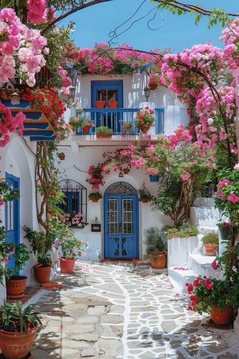 Southern House, Greece Vacation, Cottage Ideas, Patio Interior, Island Vacation, Seascape Paintings, Nature Aesthetic, Pretty Places, Garden Room