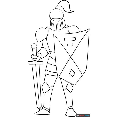 Free Knight Coloring Page for Kids Armor Making, Line Art Coloring, Knight Drawing, Easy Drawings For Beginners, Popular Cartoons, Printable Coloring Sheets, Knight Armor, Easy Coloring Pages, Drawing Tutorial Easy