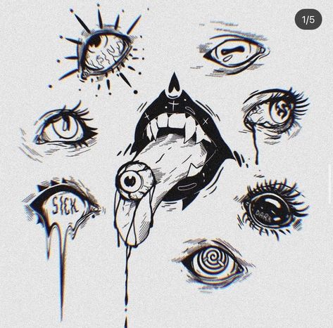 Cool Weird Tattoos, D&d Doodles, Eye Ball Art, Clowns Tattoo, Tato Grunge, Drawing Weird, Weird Eyes, Eye Tattoo Ideas, Asexual Humor