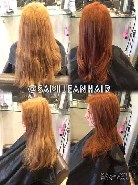 Before and after copper hair Ginger Hair Before And After, Blonde To Ginger Before And After, Blonde To Copper Hair Before And After, Blonde To Red Hair Before And After, Copper Ginger Hair, Blonde To Red, Copper Ginger, Auburn Highlights, Copper Red Hair