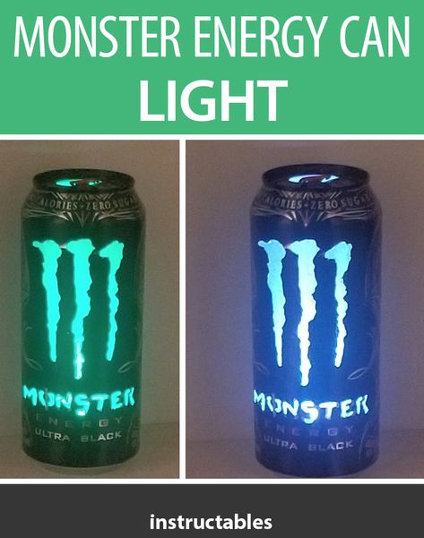 Turn a Monster Energy Can into a light. #Instructables #upcycled #reuse #recycle #DIYlighting #DIYlamp Monster Cans Diy, Monster Energy Drinks, Monster Room, Soda Can Crafts, Diy Monsters, Monster Craft, Monster Crafts, Monster Energy Drink, Hobbies For Men