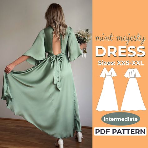 Dress Making Tools, Prom Dress Sewing Pattern, Circle Sleeves, Prom Dress Sewing, Pattern Wedding Dress, Prom Dress Sewing Patterns, Patterned Bridesmaid Dresses, Wedding Dress Sewing Patterns, Wedding Dress Sewing