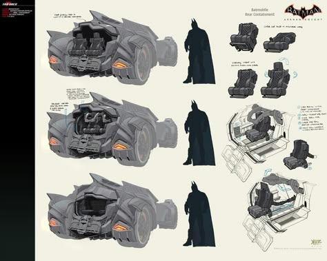 Batman Arkham Knight Concept Art, Batmobile Arkham Knight, Batman Arkham Knight Suit, Batman Arkham Knight Batmobile, Batman Gadgets, Batman Redesign, Jonathan D, Arkham Batman, Steampunk Characters