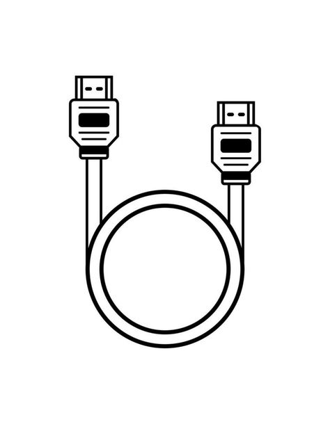 Vector illustration of HDMI cable icon on white background. Vector Food, Background Background, Background White, Hdmi Cables, White Background, Vector Free, Vector Illustration, Cable, Clip Art