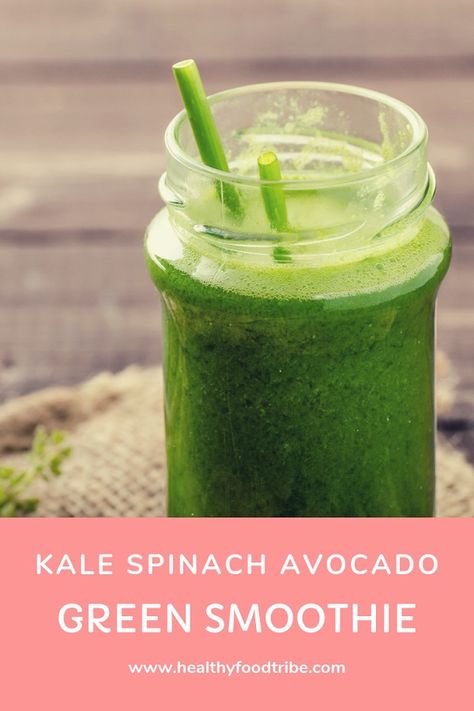 A creamy and nutritious kale and spinach green smoothie recipe, mixed with avocado and fresh fruit. Get ready for a healthy energy boost! #kale #spinach #kalesmoothie #spinachsmoothie #smoothierecipe Spinach Avocado Smoothie, Kale Smoothie Recipes, Apricot Smoothie, Green Detox Smoothie, Smoothie Bowl Healthy, Kale Smoothie, Kale And Spinach, Healthy Green Smoothies, Spinach Smoothie