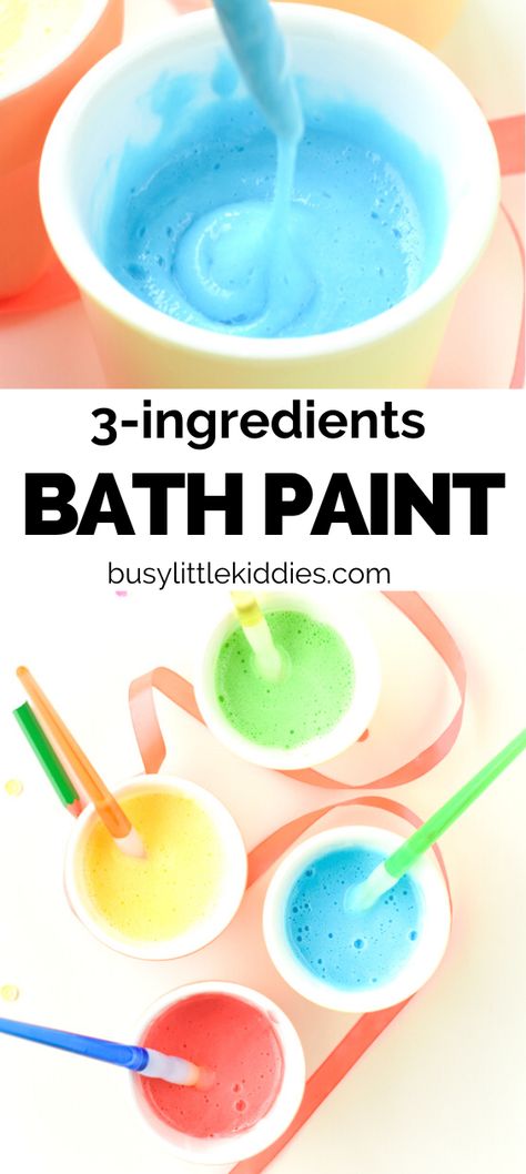 Craft Ideas For Infants, Diy Bath Toys, Summer Craft Ideas, Toddler Bath Time, Painting Bathtub, Bath Paint, Paint Recipe, Time Activity, Toddler Bath