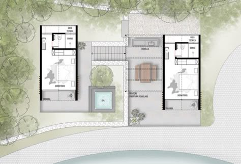 Gallery of Bungalows Lake House / Cadi Arquitetura - 35 Bungalow Hotel, Cottage Floor Plan, Bungalow Interior, Resort Plan, Bungalow Floor Plans, Chalet Design, Cottages And Bungalows, Retreat House, House Construction Plan