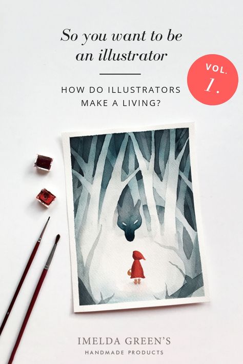 So you want to be an illustrator - Illustration types | Little Red Riding hood - watercolor illustration Illustrator Career, Illustration Business Cards, Bar Setup, Ice Buckets, Forest Illustration, Scientific Illustration, Watercolor Trees, Book Illustrations, Watercolour Tutorials