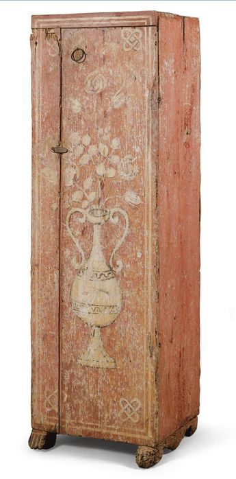 Medieval Painted Furniture, Medieval Objects, Flowers Opening, Rustic Wooden Furniture, Painted Door, Vase Of Flowers, Painted Chest, Painted Paneling, Furniture Painting