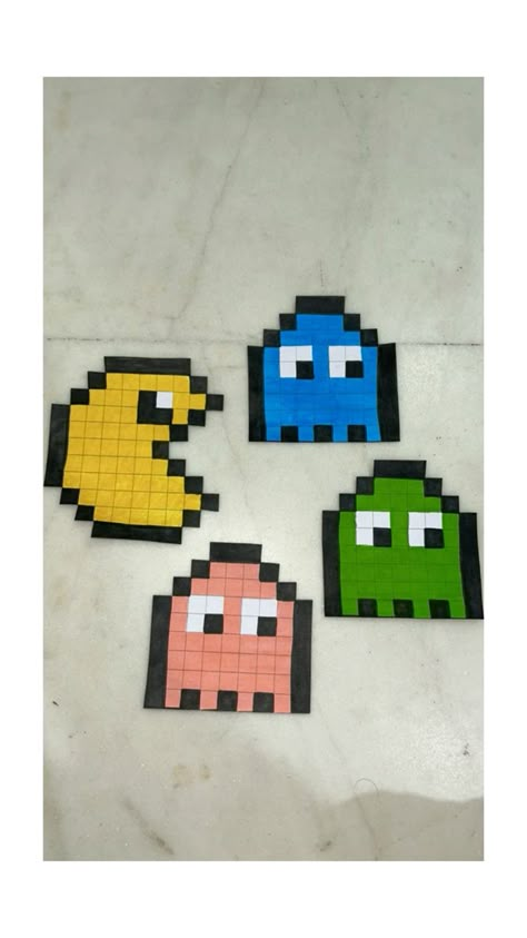 Pixel Art Packman, Pixel Art Ideas Room, Pixel Drawing Easy, Pix Art Ideas, Pixel Art Ideas Cute, Pixel Art Pattern Easy, Pixel Pacman, Pixel Art Simple, Pixel Art Horror