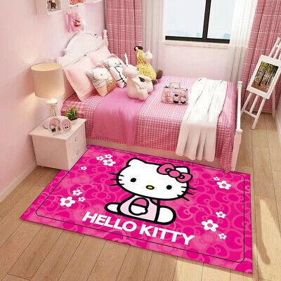 Premium Hello Kitty Flower Pink Home Decor Doormat Bedroom/Bath Small Area Rugs Carpet, HOME & DECOR Hello Kitty Room Ideas For Kids, Hello Kitty Toddler Room, Pink Hello Kitty Bedroom, Hello Kitty Room Decor Bedroom Ideas, Hello Kitty Bedroom Ideas, Hello Kitty Room Aesthetic, Hello Kitty Bedroom Decor, Hello Kitty Furniture, Hello Kitty Bathroom