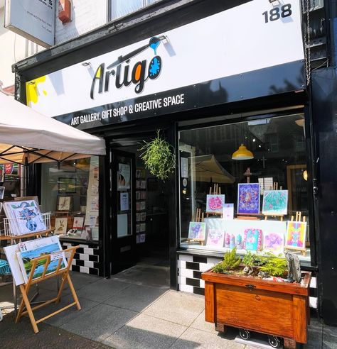 Today I set up a window display at @artigo.bristol . I’ll be displaying there all week as a guest artist. This is a lush shop and art gallery on Gloucester Road in Bristol. I even bought myself a new pair of earrings and some cards while I was there. They have some awesome artwork all from local artists and makers. They hire out their window space to artists which is just such a brilliant idea so I had to give it a try. See my stupidly colourful art there all week and pop in to take a lo... Art Studio Window Display, Art Studio Big Windows, Lush Shop, Awesome Artwork, Colourful Art, Gloucester, Some Cards, Local Artists, Window Display