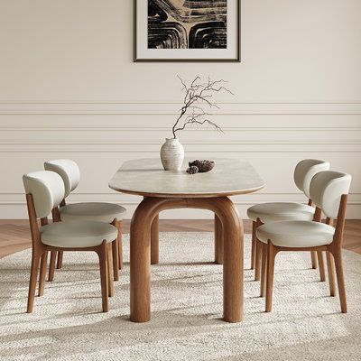 Corrigan Studio® Noeli | Wayfair White Oak Dinning Table, French Dining Tables, Terra 90" Natural Oak Dining Table, Luxury Dining Table, French Elegance, French Luxury, Table Chair, Sintered Stone, Luxury Dining