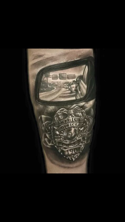 Police tattoo Police Officer Tattoo, Cop Tattoos, Law Enforcement Tattoos, Police Tattoo, Best Tattoo Ideas For Men, Husband Tattoo, Hero Tattoo, Le Tattoo, Cowgirl Tattoos