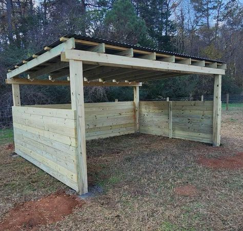 Small Horse Shelter, Horse Stall Plans, Goat Corral, Horse Pasture Shelter, Horse Shelter Ideas Cheap, Horse Stalls Cheap, Deer Shelter, Horse Pasture Ideas, Horse Shelter Ideas