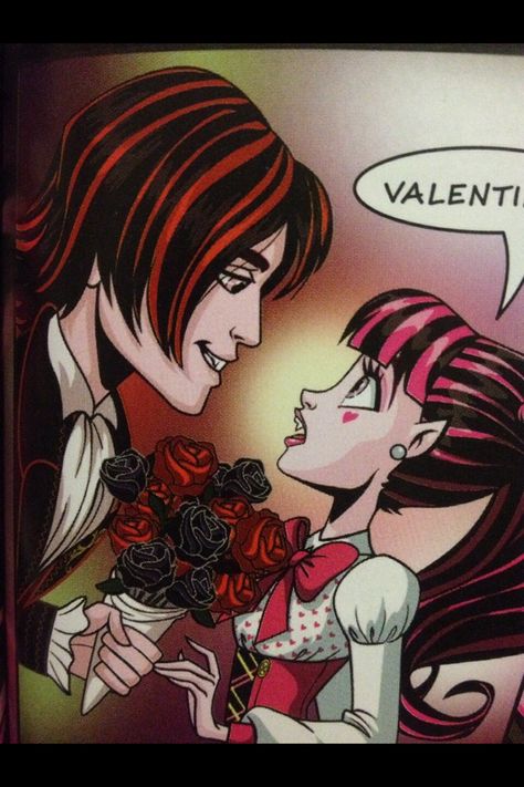 Valentine and Draculaura in the Monster High comic "I Only Have Eye For You" Draculaura And Valentine, Monster High Valentine, Draculaura Aesthetic, Monster H, Monster High School, Arte Monster High, Monster High Pictures, Moster High, Catty Noir