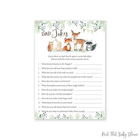 Baby Guessing Game, Baby Shower Trivia Game, Woodland Baby Shower Games, Baby Shower Trivia, Forest Baby Shower Invitations, Baby Shower List, Baby Shower Quiz, Answer Sheet, Baby Shower Woodland Theme