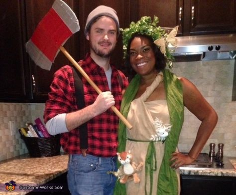 Tenaje: My boyfriend and I had been throwing around different couples costumes for weeks. I had finally given up until he decided he was going to be a lumberjack. Well what... Lumberjack Halloween, Tree Halloween Costume, Lumberjack Costume, Cool Couple Halloween Costumes, Best Diy Halloween Costumes, Halloween Costumes Diy Couples, Couples Halloween Costumes, Tree Costume, Costumes For Couples