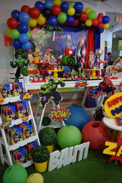 Avengers Themed Birthday Party, Marvel Avengers Party Ideas, Super Hero Birthday Party Ideas For Boys, Marvel Party Ideas Decoration, Avengers Party Ideas Decoration, Marvel Themed Birthday Party, Avengers Theme Birthday Party, Marvel Birthday Party Decorations, Marvel Party Ideas