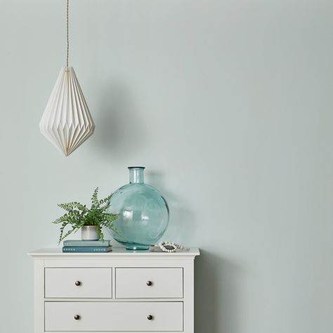 Light and calming, our pale sky paint will bring an airy atmosphere to any space. * Provides excellent coverage * Water-based paint suitable for use on walls and ceilings * Touch dry in just 1-2 hours * Easy to apply and create an even and smooth finish * Child-safe paint * Forms a wipeable and washable surface * Low odour and low VOC * For interior use only This paint is not recommended for use in a bathroom or kitchen. However our Eggshell paints are a perfect alternative and are available in Pale Blue Bedrooms, Eggshell Paint, Paint Swatches, Redecorate Bedroom, Water Based Paint, Painted Ceiling, Water Storage, Move It, Dust Mask