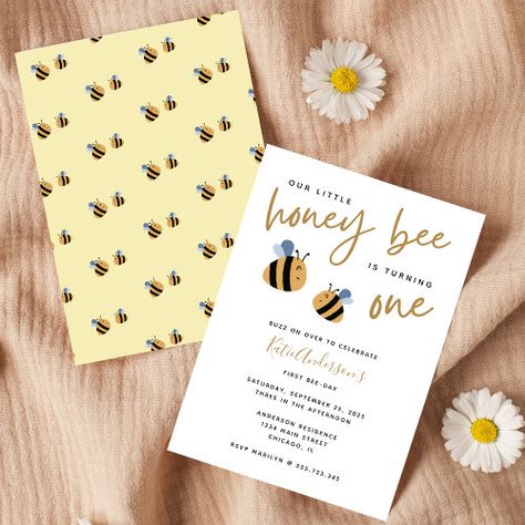 $2.93 | Modern Cute Yellow Bumblebee First Birthday #bumblebee, first birthday, bee, modern, cute, simple, chic, our little honeybee turning one, honey bee, yellow bee Bumblebee First Birthday, 92nd Birthday, Bee Birthday Party, Modern Birthday, Yellow Bee, Bee Birthday, Turning One, 1st Birthday Invitations, First Birthday Invitations