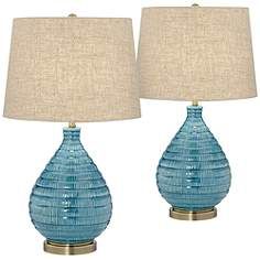 Coastal Table Lamps, Coastal Table, Teal Living Rooms, Bedside Night Stands, Lamp Set, Contemporary Table Lamps, Table Lamp Sets, Modern Coastal, Bedroom Lamps