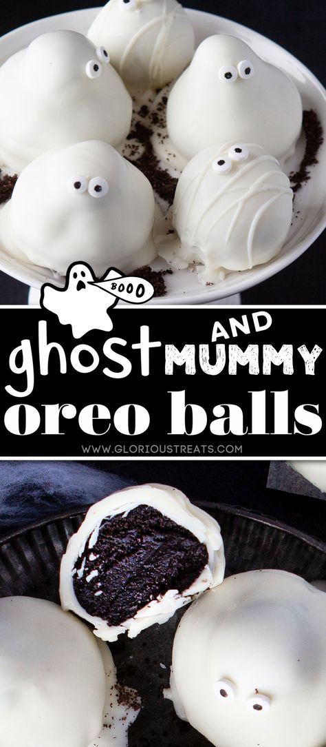 Halloween Oreo Balls, Ghost Desserts, Quick Halloween Treats, Oreo Cookie Flavors, Halloween Deserts, Candy Ideas, Easy Halloween Party, Oreo Balls, Fun Halloween Food