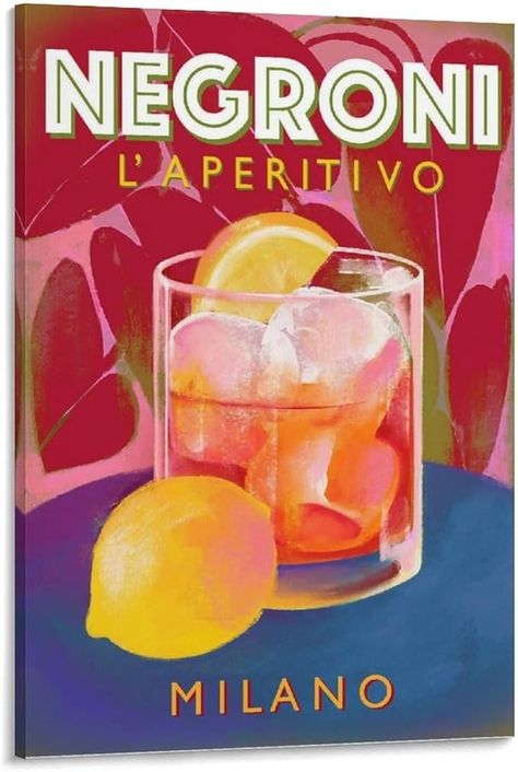 Amazon.com: Vintage Kitchen Alcoholic Beverage Painting Art Decor - Italy Milan Negroni Aperitif Poster Poster - Canvas Painting Posters And Prints Wall Art Pictures for Living Room Bedroom Decor 16x24inch(40x60: Posters & Prints Italy Kitchen, Negroni Cocktail, Italy Art Print, Coastal Art Prints, Cocktail Drink, Red Cocktail, Poster Shop, Aboriginal Artwork, Milano Italy