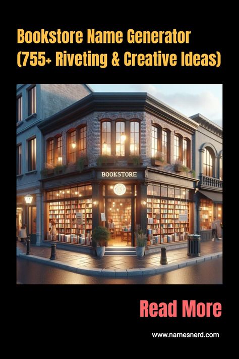 Open a chapter to your literary adventure with our Bookstore Name Generator. Creative, catchy names to attract book lovers. Bookstore Names Ideas, Bookstore Names, Cafe Names Ideas, Page Turner Books, Literary Names, Shop Name Ideas, Catchy Names, Aesthetic Names, Creative Books