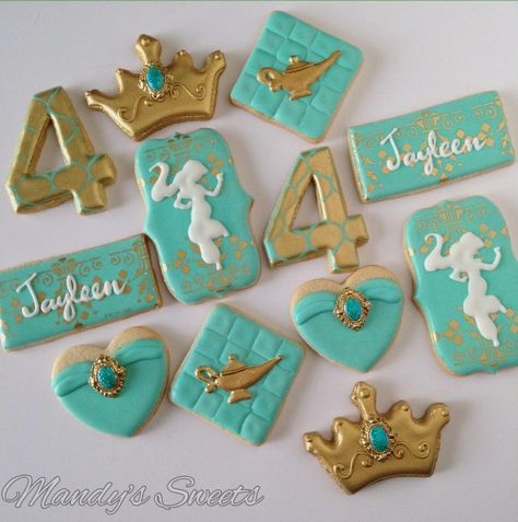 MANDYS SWEETS on Instagram: “Princess Jasmine inspired cookies ✨#princessjasmine #jasmine #jasminecookies #princessjasminecookies #arabiancookies #princessjasmineparty #genie #genielamp #mandyssweets” Aladdin Cookies, Jasmine Cookies, Jasmine Birthday Cake, Princess Jasmine Party, Aladdin Birthday Party, Princess Jasmine Birthday Party, Arabian Nights Party, Princess Jasmine Birthday, Aladdin Party