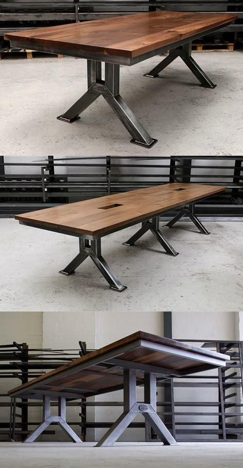 Workshop Tables, Meja Outdoor, Meja Industrial, Industrial Style Dining Table, Industrial Workshop, Furniture Wheels, Welded Furniture, Table Industrial, Vintage Industrial Decor