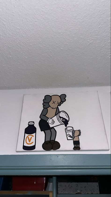 Kaws Painting Easy, Kaws Bear, Kaws Art Wallpaper, Kaws Acrylic Painting, Hype Beast Canvas Painting, Backwood Painting, Kaws Bape Painting, Klaws Painting Canvas, Kaws Art Paintings