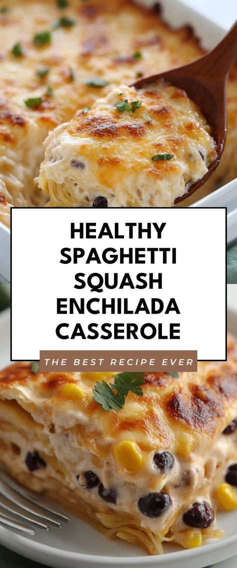 Image for Healthy Spaghetti Squash Enchilada Casserole Healthy Dinner Recipes With Spaghetti Squash, Chorizo Spaghetti Squash, Healthy Dinner Recipes Spaghetti Squash, Spaghetti Squash Slow Cooker Recipes, Spaghetti Squash High Protein, Cooking Spaghetti Squash In Oven, Spaghetti Squash Bowls, High Protein Spaghetti Squash Recipes, Spaghetti Squash Meals